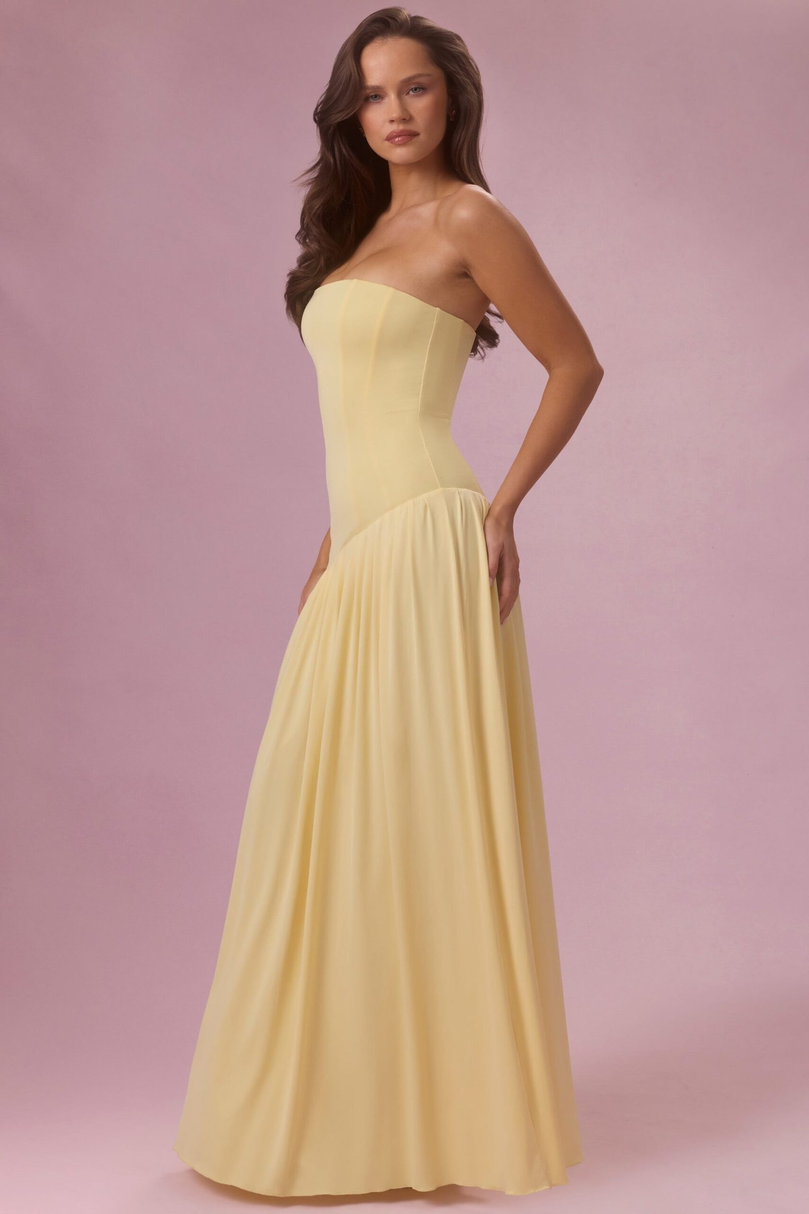 Jersey Strapless Gown in Butter - Image 3