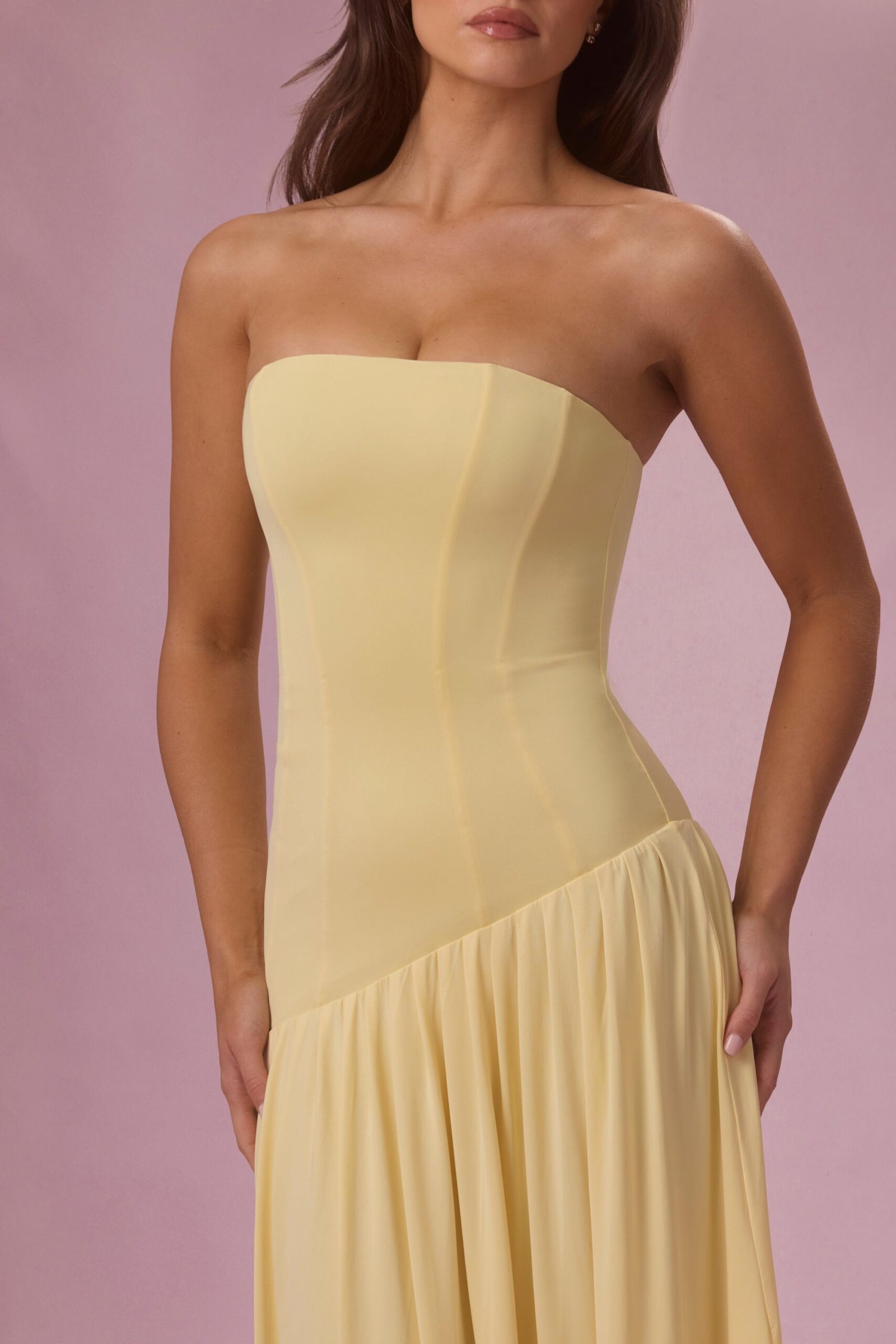 Jersey Strapless Gown in Butter - Image 4