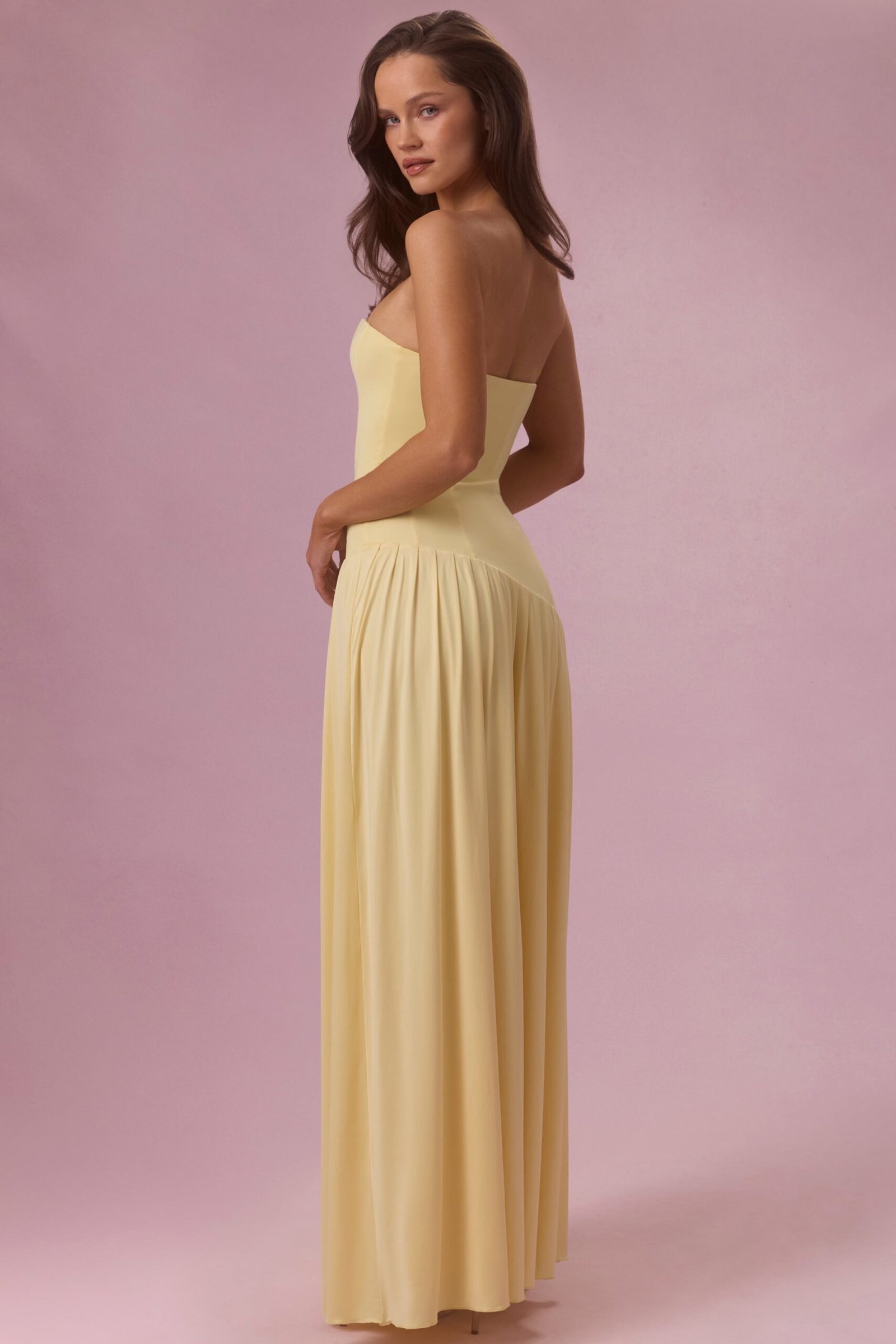Jersey Strapless Gown in Butter - Image 2