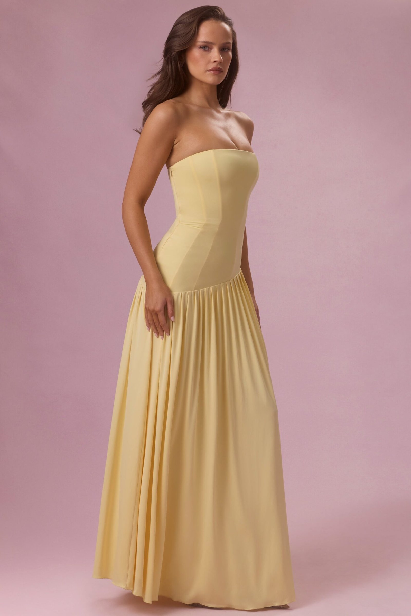 Jersey Strapless Gown in Butter - Image 7