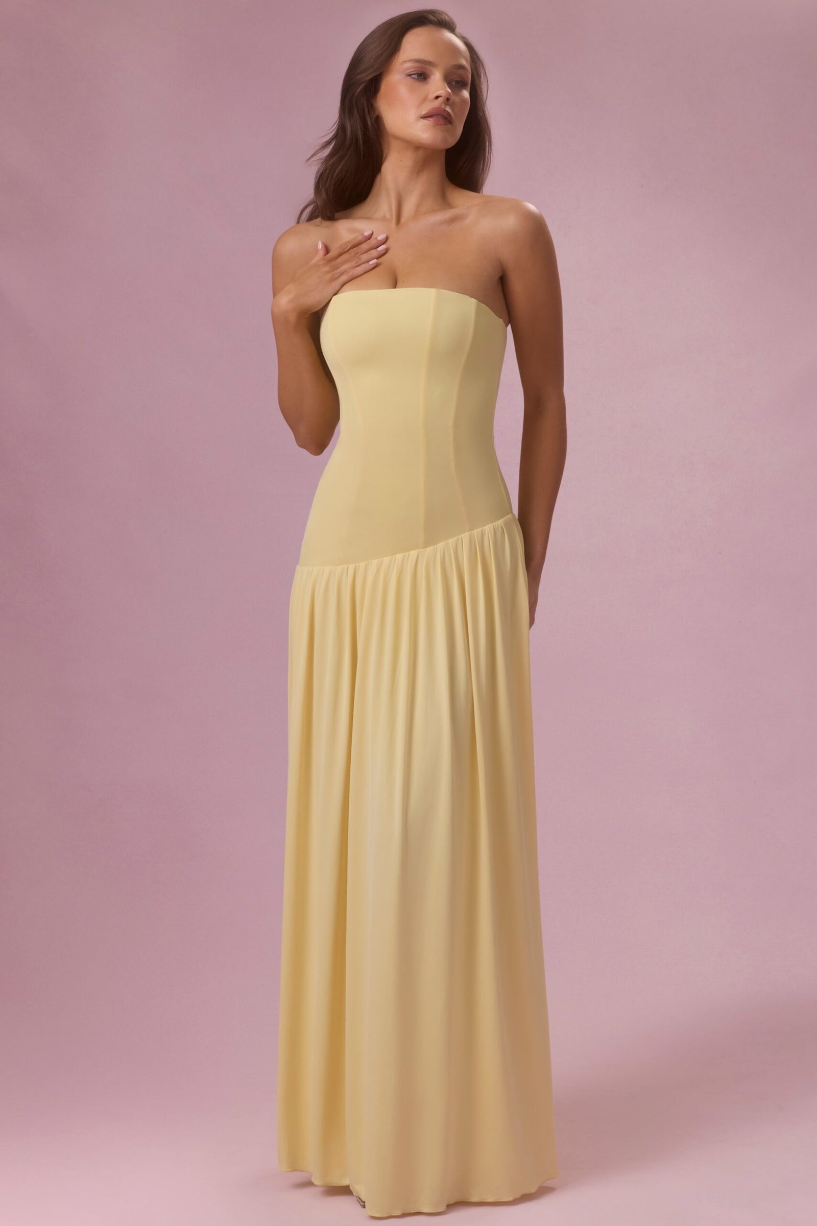 Jersey Strapless Gown in Butter - Image 5