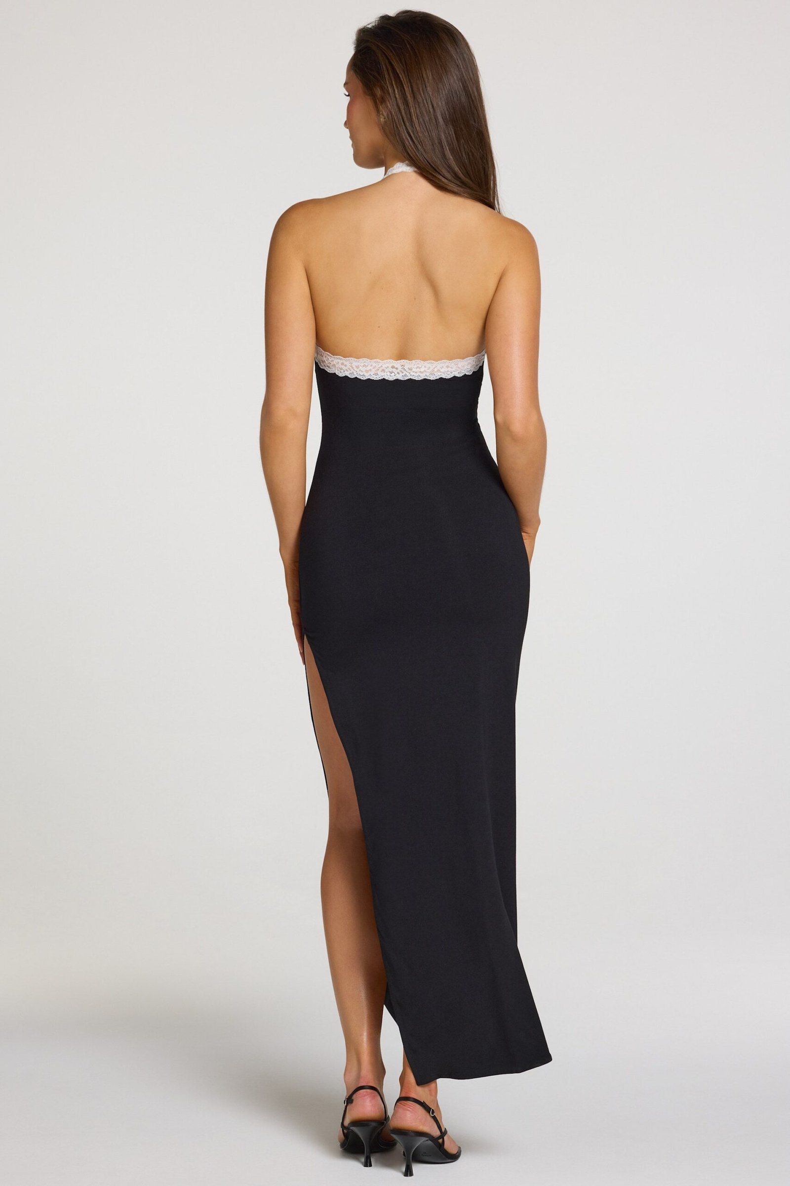 Modal Lace-Trim Maxi Dress in Black - Image 6