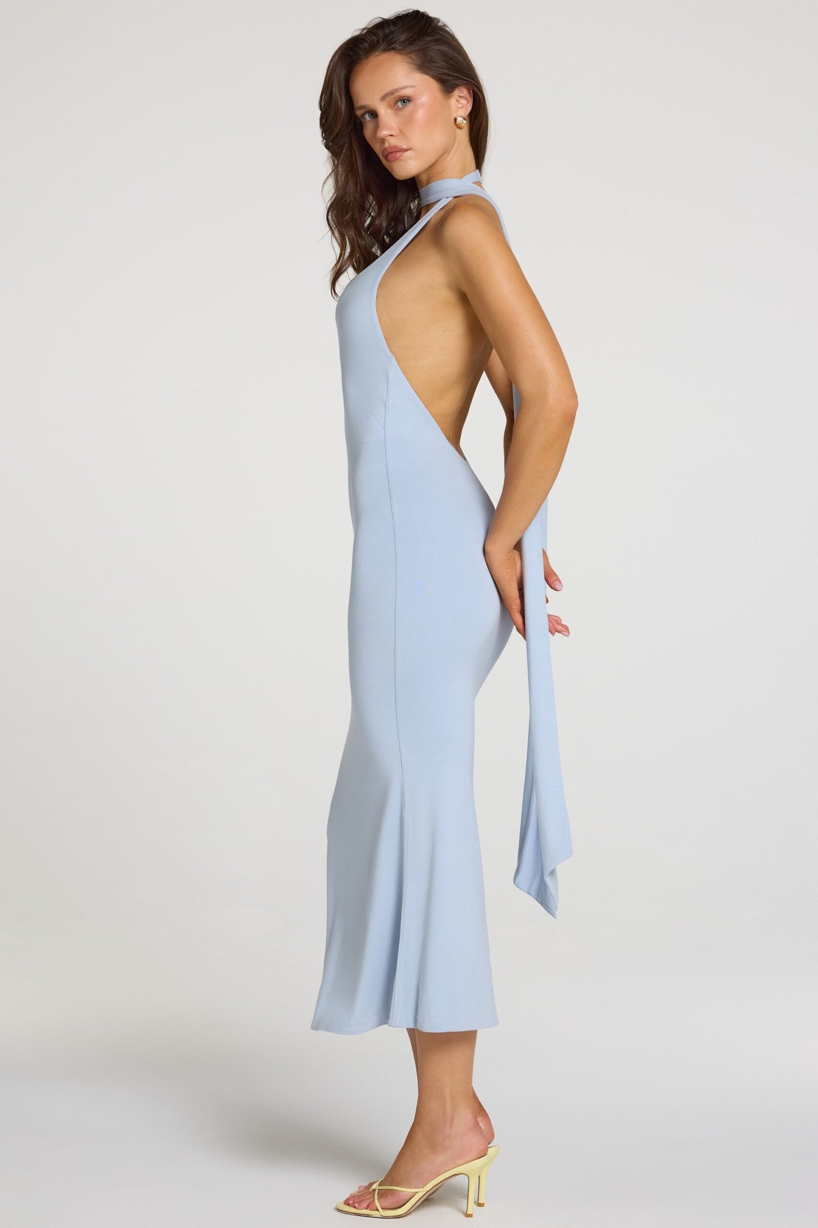 Modal Halterneck Midaxi Dress in Light Blue - Image 6